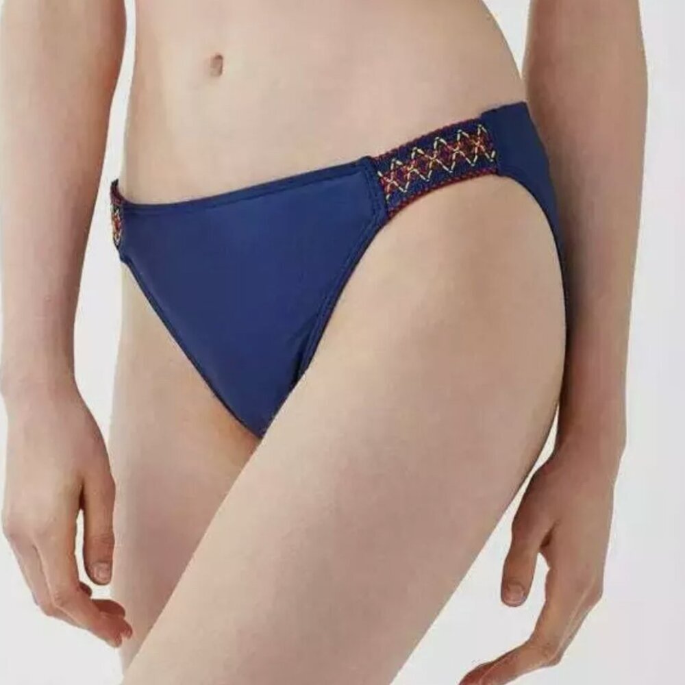 Splendid Frill Seeker Tab Side Pant Bikini Bottom Navy SP22318 Navy NWT